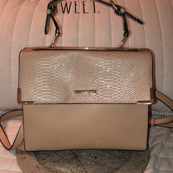 Dune London Python Flap Cream Tan Gold Faux Leather Cross Body Carry Bag - Picture 1 of 16